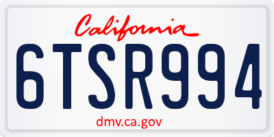 CA license plate 6TSR994