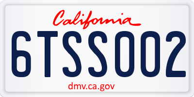 CA license plate 6TSS002