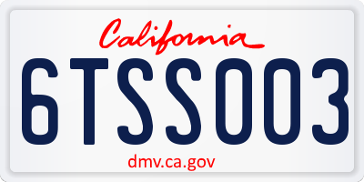 CA license plate 6TSS003
