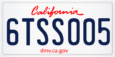 CA license plate 6TSS005