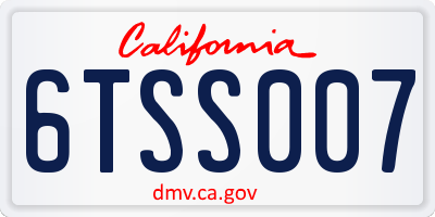 CA license plate 6TSS007