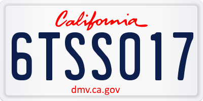 CA license plate 6TSS017