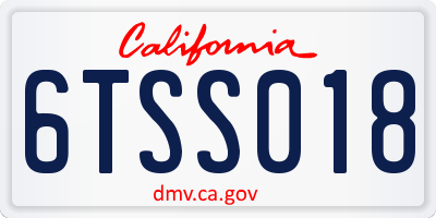 CA license plate 6TSS018