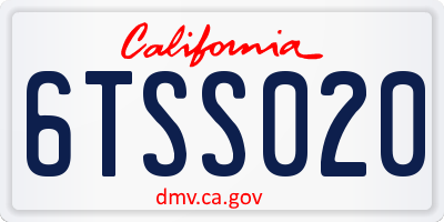 CA license plate 6TSS020