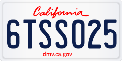 CA license plate 6TSS025