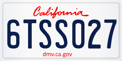 CA license plate 6TSS027