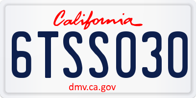 CA license plate 6TSS030