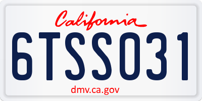 CA license plate 6TSS031
