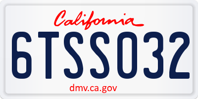 CA license plate 6TSS032
