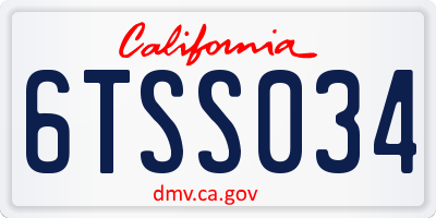 CA license plate 6TSS034
