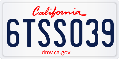 CA license plate 6TSS039