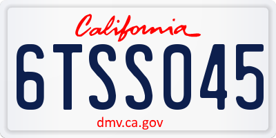 CA license plate 6TSS045