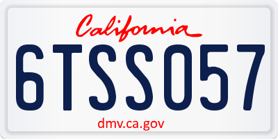 CA license plate 6TSS057