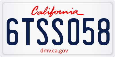 CA license plate 6TSS058