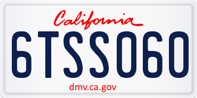 CA license plate 6TSS060