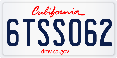 CA license plate 6TSS062
