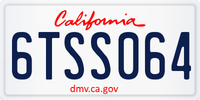 CA license plate 6TSS064