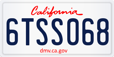 CA license plate 6TSS068