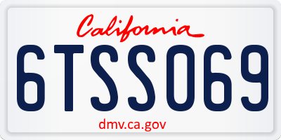 CA license plate 6TSS069