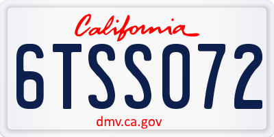 CA license plate 6TSS072