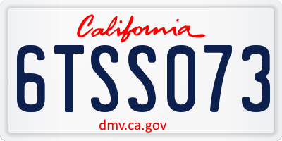 CA license plate 6TSS073