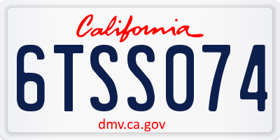 CA license plate 6TSS074