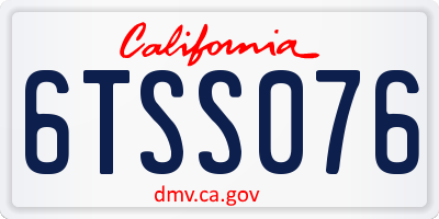 CA license plate 6TSS076