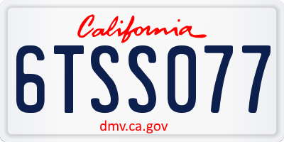 CA license plate 6TSS077