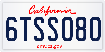 CA license plate 6TSS080