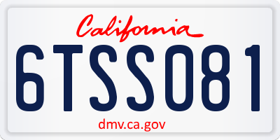 CA license plate 6TSS081