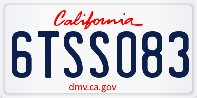 CA license plate 6TSS083