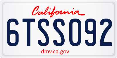 CA license plate 6TSS092