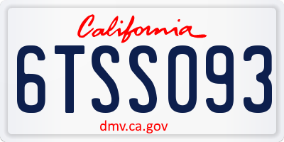 CA license plate 6TSS093