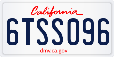 CA license plate 6TSS096