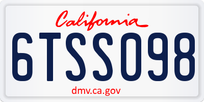 CA license plate 6TSS098