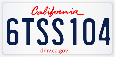 CA license plate 6TSS104