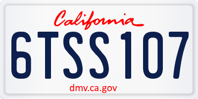 CA license plate 6TSS107