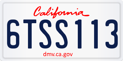 CA license plate 6TSS113