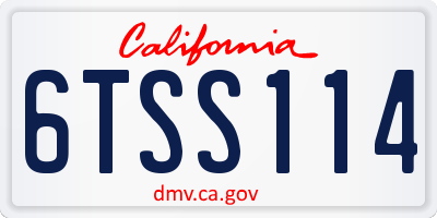 CA license plate 6TSS114