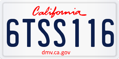 CA license plate 6TSS116