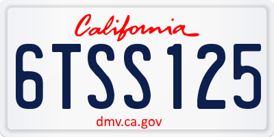 CA license plate 6TSS125