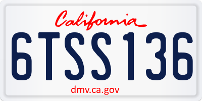 CA license plate 6TSS136