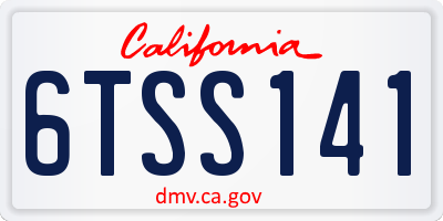 CA license plate 6TSS141