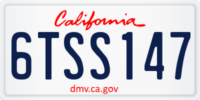 CA license plate 6TSS147