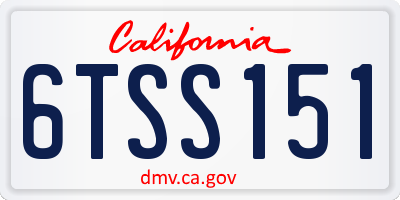 CA license plate 6TSS151
