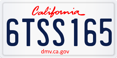 CA license plate 6TSS165