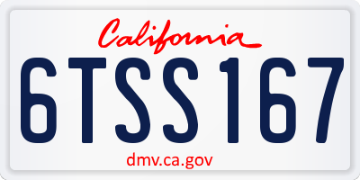 CA license plate 6TSS167
