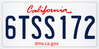 CA license plate 6TSS172