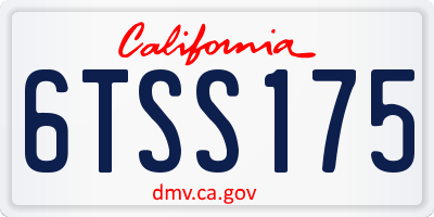 CA license plate 6TSS175