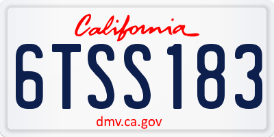 CA license plate 6TSS183